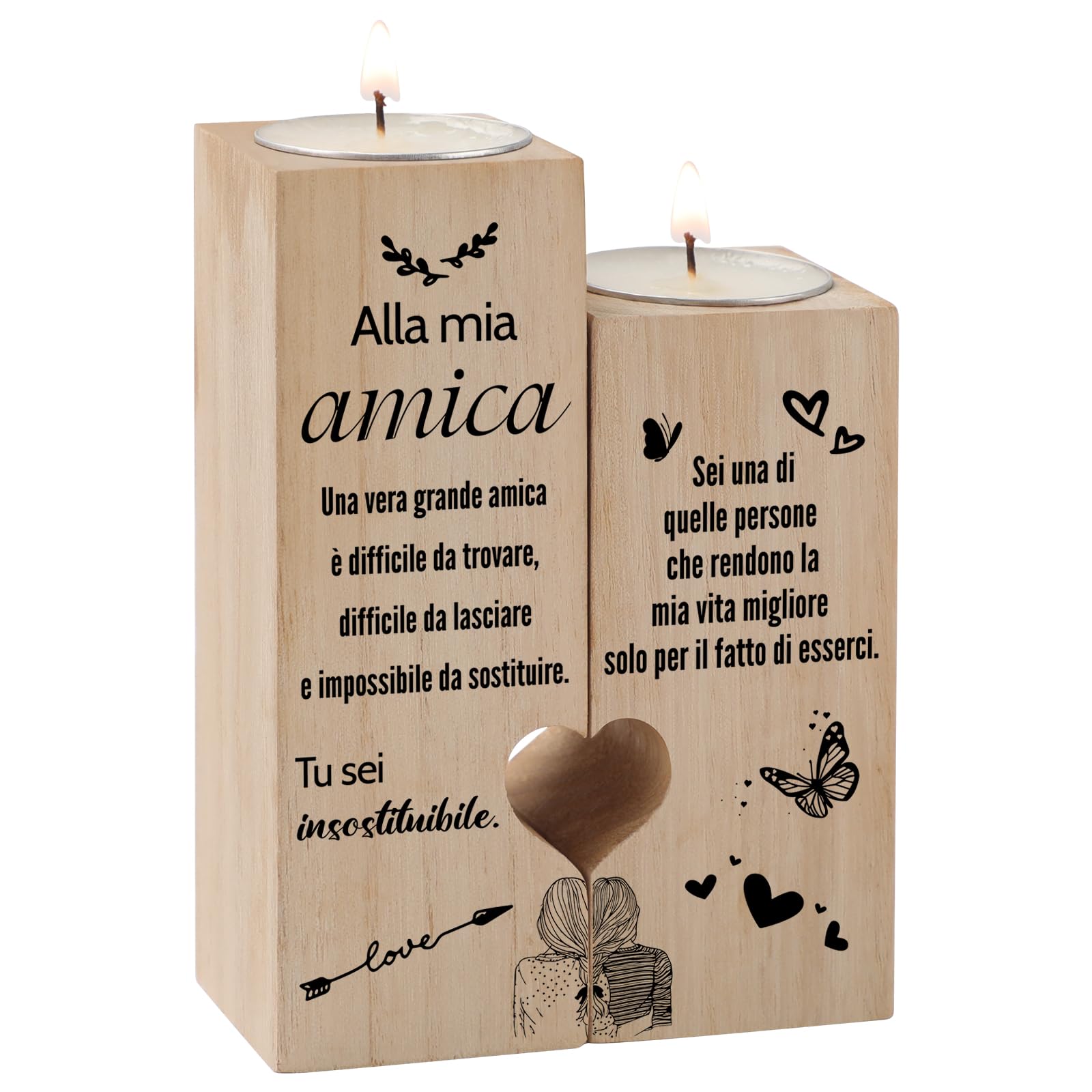 Portacandele A Cuore Per Amiche - Regalo Compleanno O Natale Con Messaggio Speciale - Foto 11