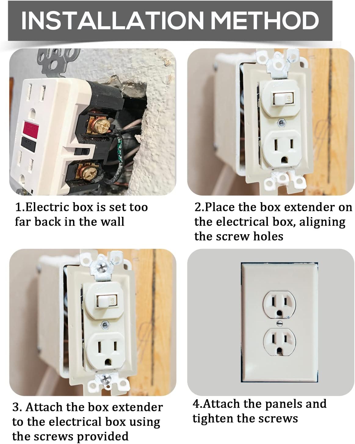 5PCS BE1-5 Electrical Outlet Box Extenders with 10PCS Screws, 1-Gang Box Extender Single Gang Extender Electric 1 Gang Power Outlet Accessories (White)