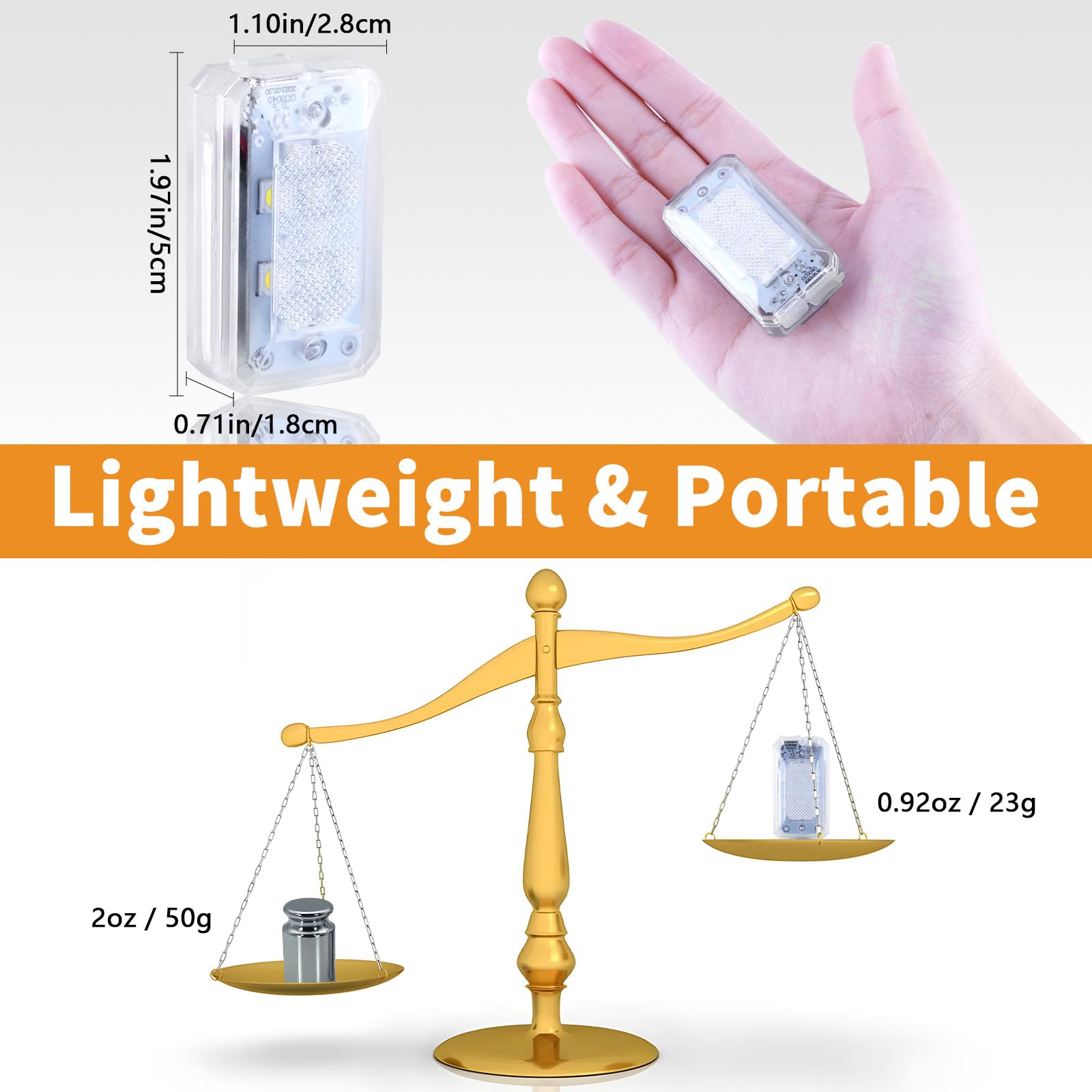 LECART 4Pcs Clip on Runner Lights USB-C Rechargeable Runner Led Light Hands Free Portable Strobe Lights 7 Colors