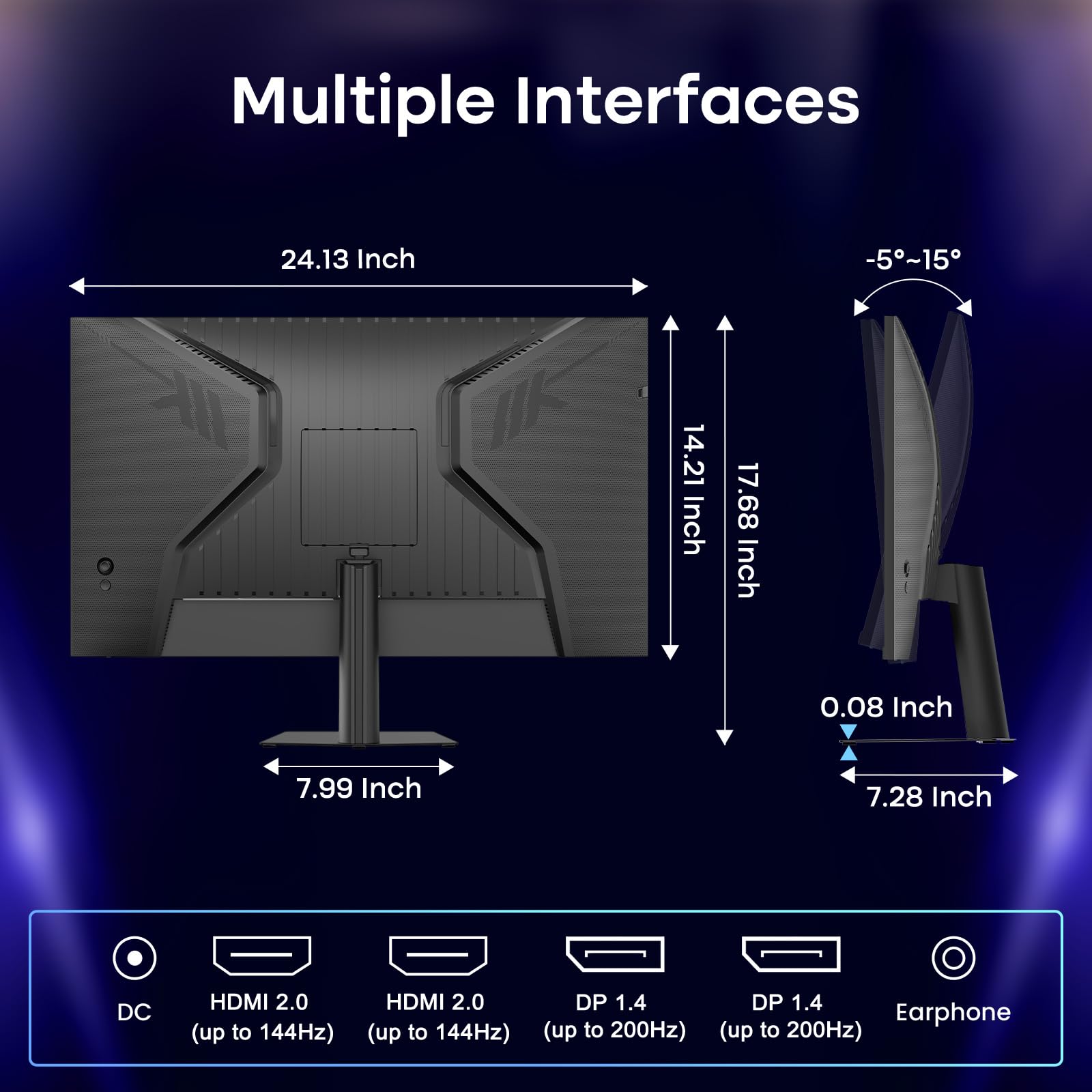 Amzfast Gaming Monitor 27 Zoll, QHD 2560x1440, 200Hz, Fast-IPS 1ms MPRT, Adaptive Sync, HDR400, 132% sRGB, Lautsprecher, VESA + ausziehbarer Kopfhörerhalter – AMZG27F5Q