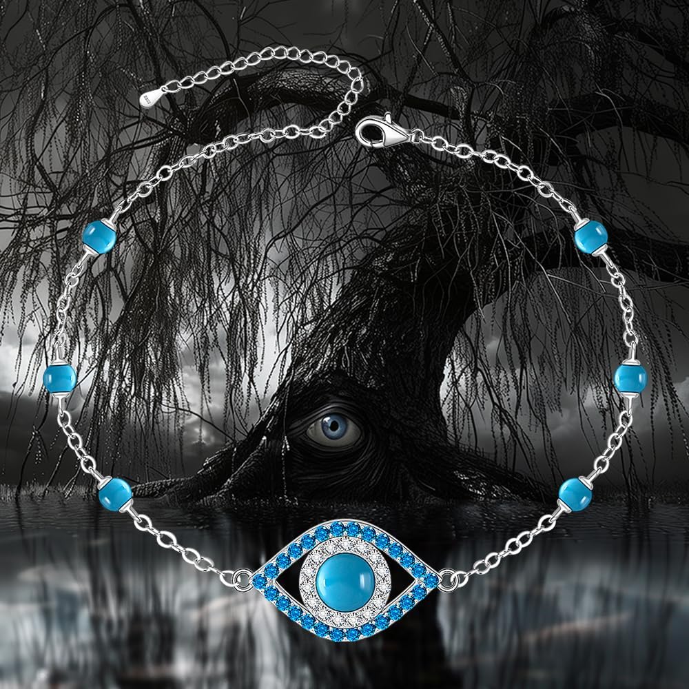Evil Eye Bracelet for Women Sterling Silver Turquoise Protection Evil Eye Bracelets Turkish Greek Blue Jewelry - Image 9