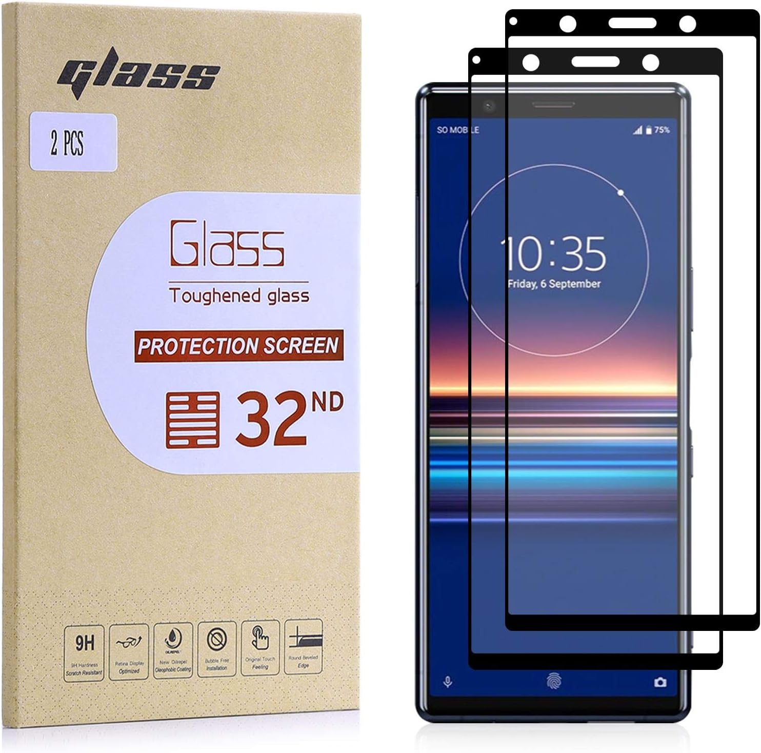 32nd Screen Protector, [Bubble Free Installation], Tempered Glass Screen Protector for Sony Xperia 5 (2019) [2 Pack]