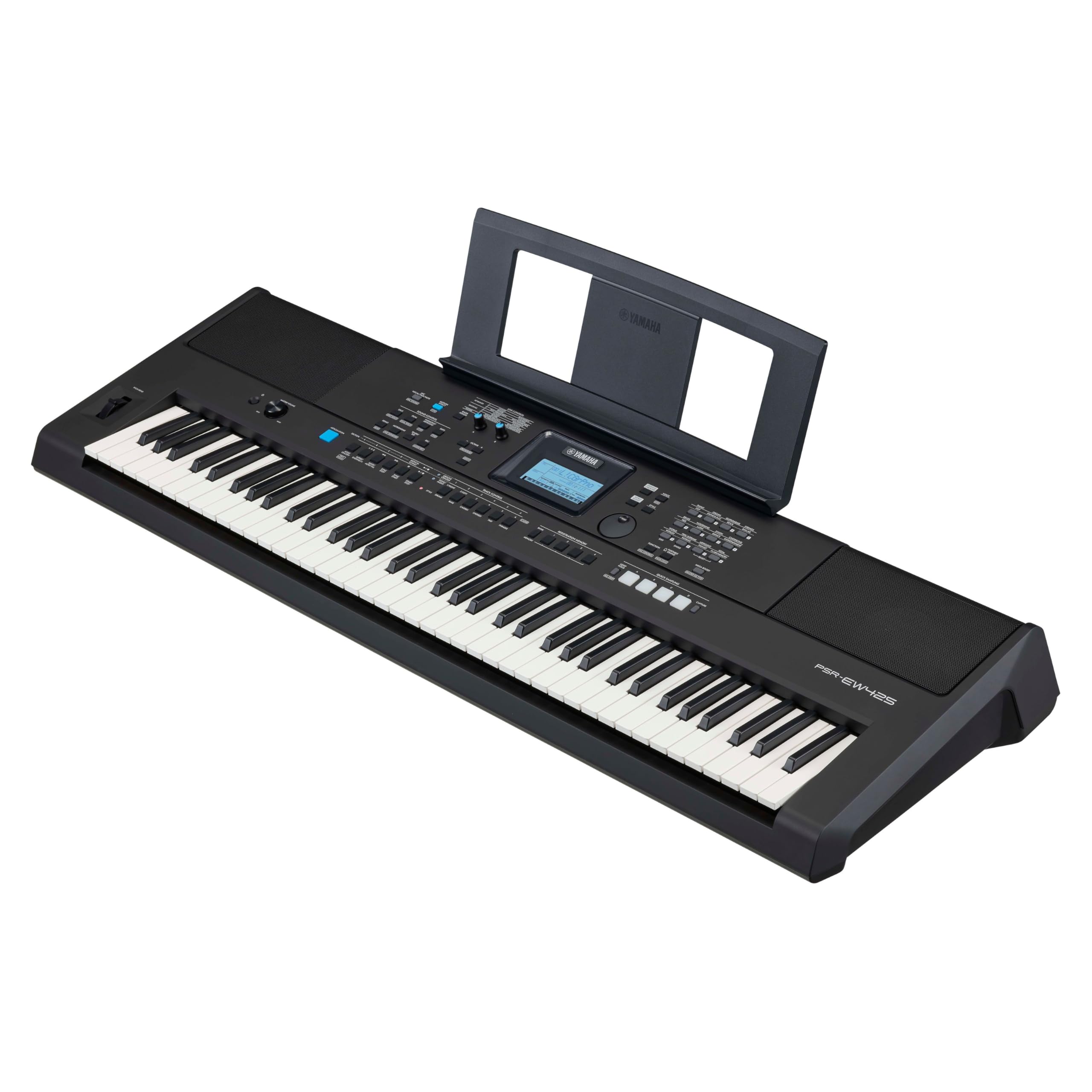 Yamaha Digital Keyboard PSR-EW425 - Tastiera Digitale Versatile - Design Portatile con 76 Tasti a Tocco Sensibile, 820 Voci e Pannello di Controllo LCD - Nero