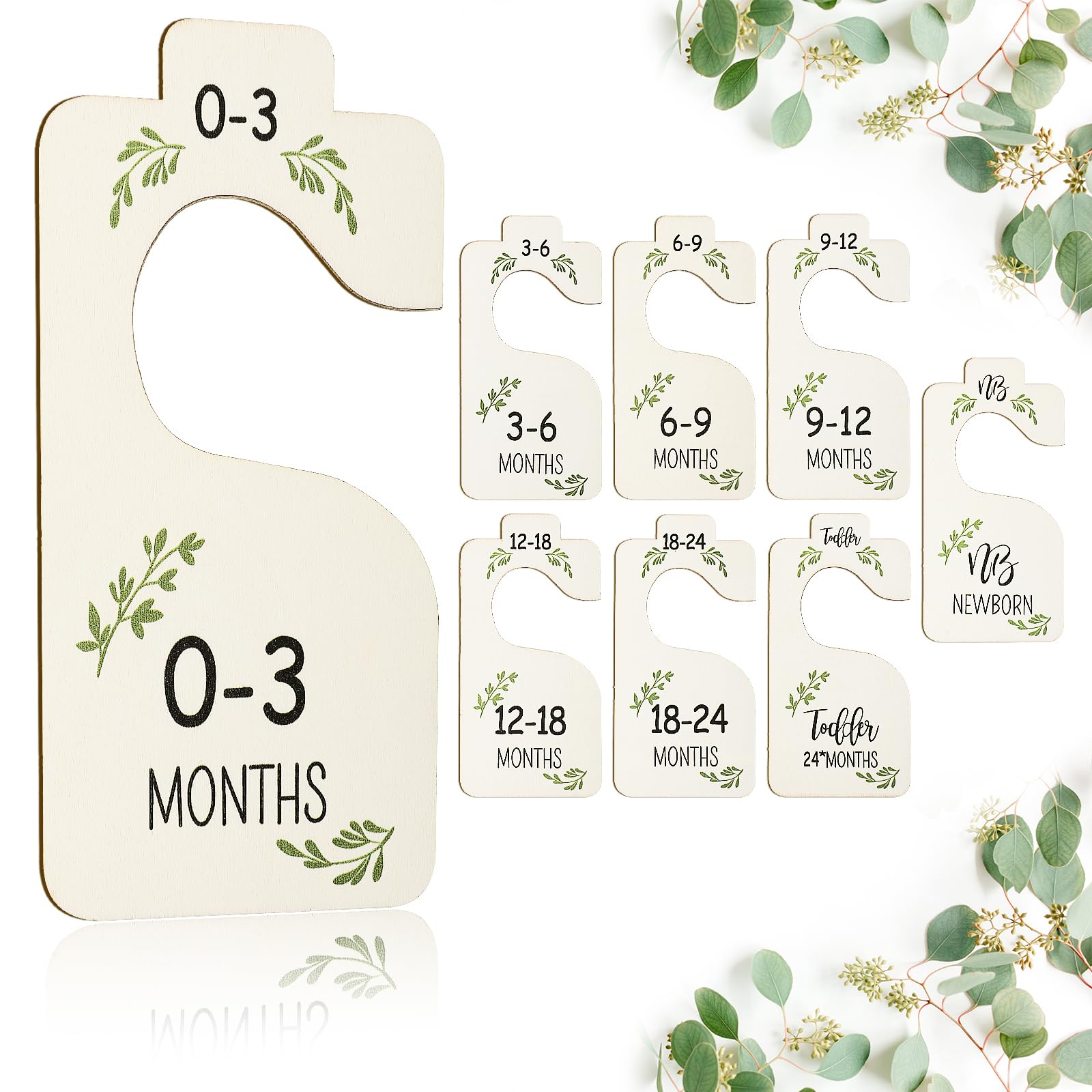 Ouligay 8Pcs Baby Closet Dividers Wood Wood Baby Wardrobe Dividers Baby Clothes Dividers Nursery Baby Closet Organizer from Newborn to 24 Month Baby Clothes Organizers for Nursery Decor