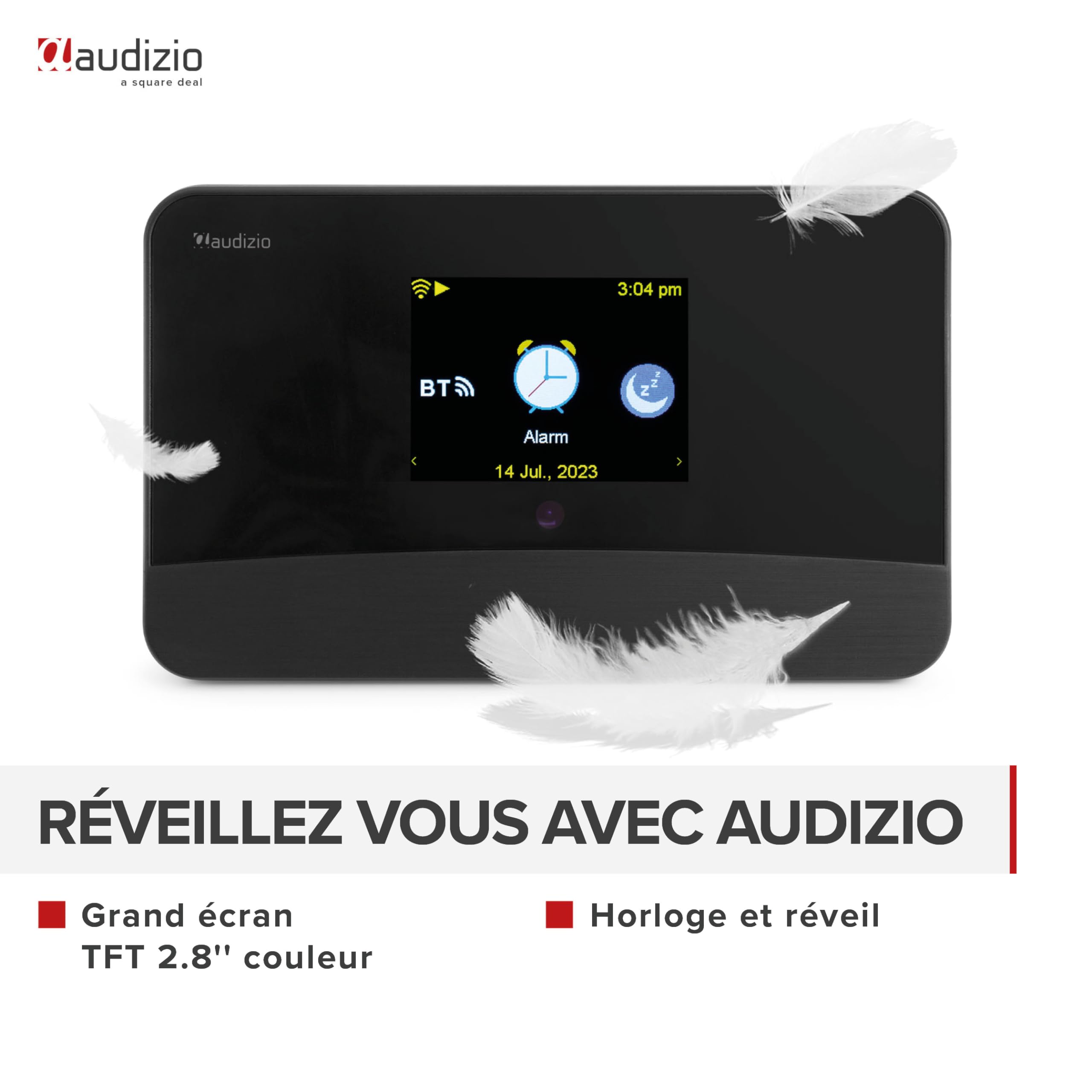 Audizio Livorno Tuner Radio Internet, WiFi, FM, Dab+, Radio Bluetooth, Grand Écran Couleur, Sortie Ligne Optique et AUX Jack 3,5mm, Idéal pour Ajouter la Radio à Votre Système Audio Existant