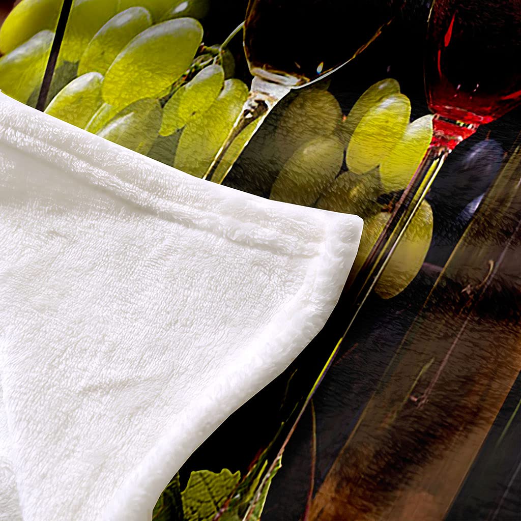 Mantas para Cama De Franela Invierno para Infantil Y Adulto 150X200Cm Manta Polar De Felpa De Microfibra Suave para Sofá, 3D Vino Tinto De UVA Patrón, Cálida Y Transpirable