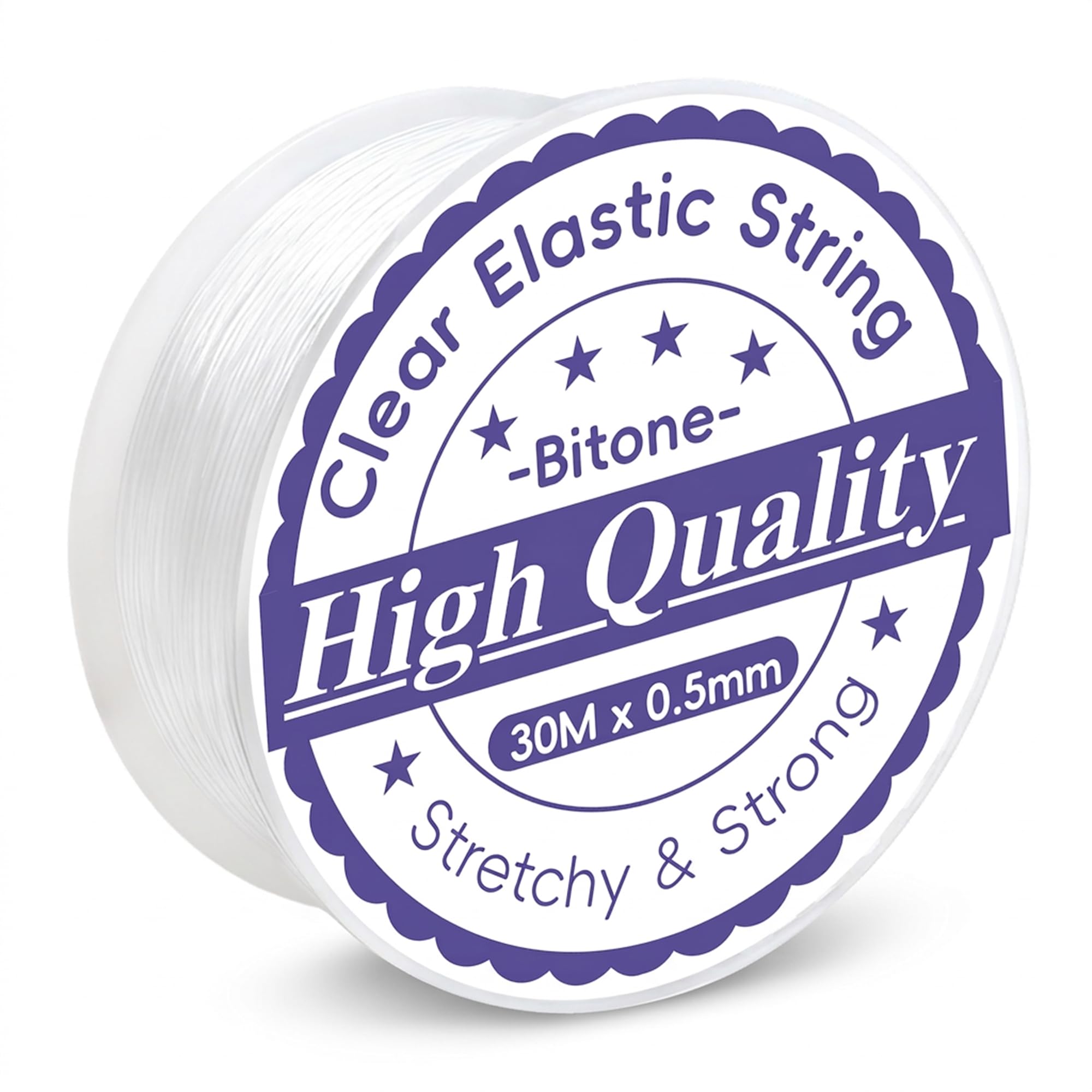 Bitone Clear 30M X 0.5Mm Elastic String For Bracelet Making - Strong Tpu Stretchy Thread & Beading Cord For Jewellery Making, Seed Beads, Diy Crafts, And Hanging Decorations