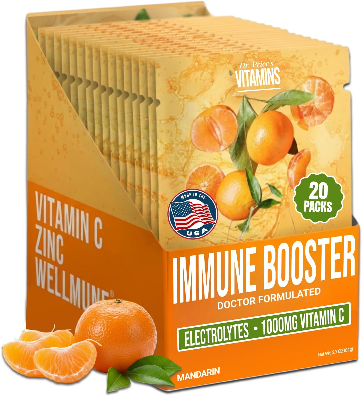 Immune Support + Electrolytes | 1000mg Vitamin C, Zinc & Chromium | Hydration & Wellness Powder | Sugar-Free, Fast-Absorbing Drink Mix | Easy-to-Mix Packets for Daily Use, Travel & Recovery