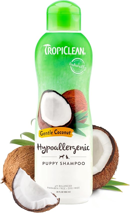 TropiClean Gentle Puppy Shampoo, Dog Shampoo for Allergies & Sensitive Skin, Made in USA, Gentle Coconut Scent, Safe for Cats & Kittens, 20oz