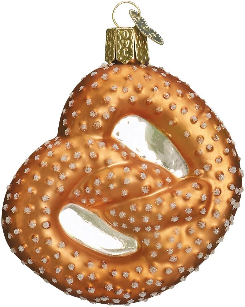 Old World Christmas Pretzel Glass Blown Ornament for Christmas Tree, Handcrafted Holiday Decoration, Food Collection