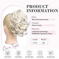 Vista 2 de REECHO Extensión de cola de caballo corta de 9 pulgadas, clásica, suelta, rizada, ondulada, con clip de garra, extensiones de cabello HP001