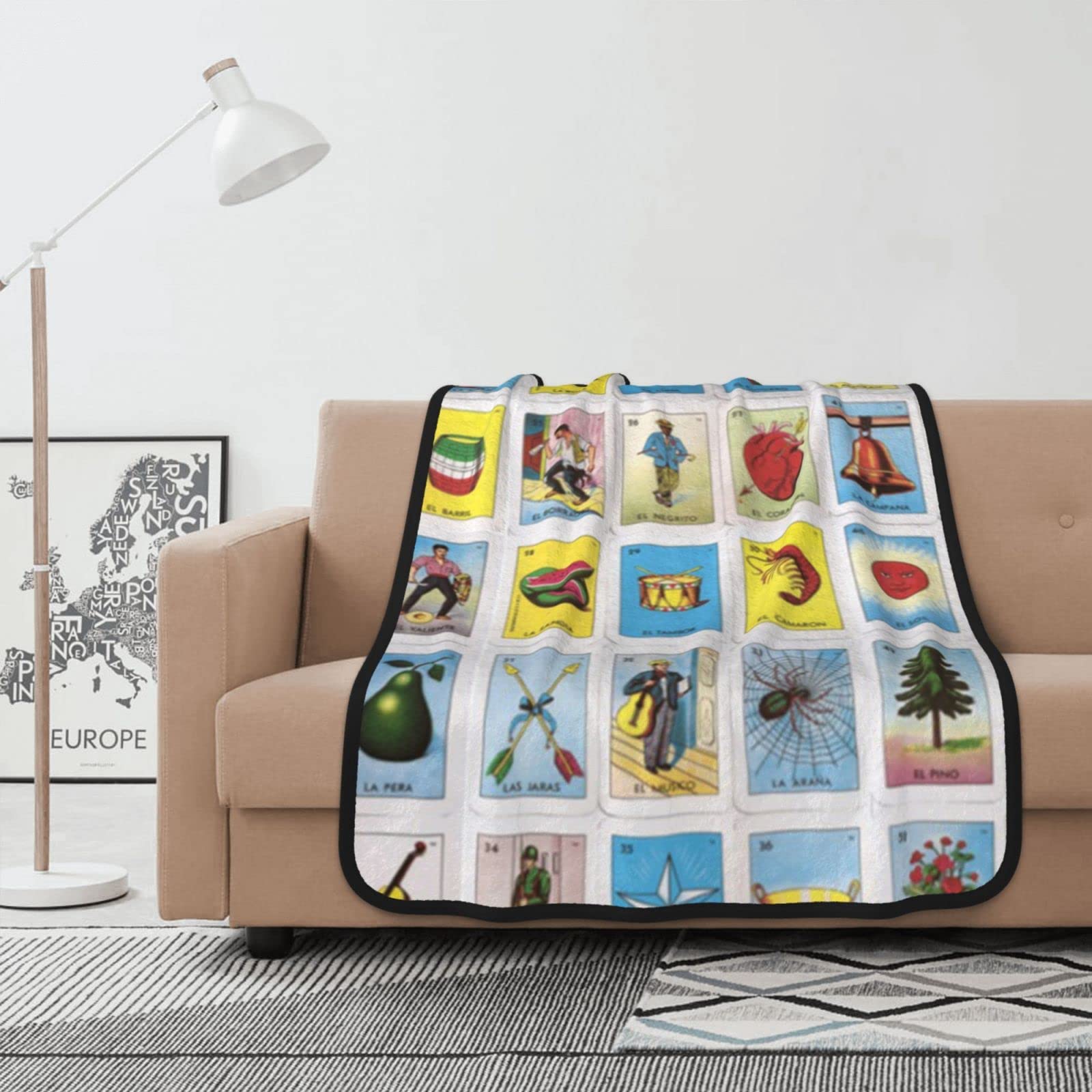Couverture flanelle double face motif puzzle au fini velours premium
