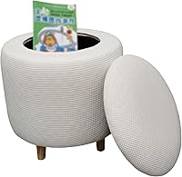 Vista 13 de Funda otomana redonda, fundas elásticas para otomanas, 2 piezas, fundas protectoras para reposapiés a cuadros suaves con parte inferior elástica