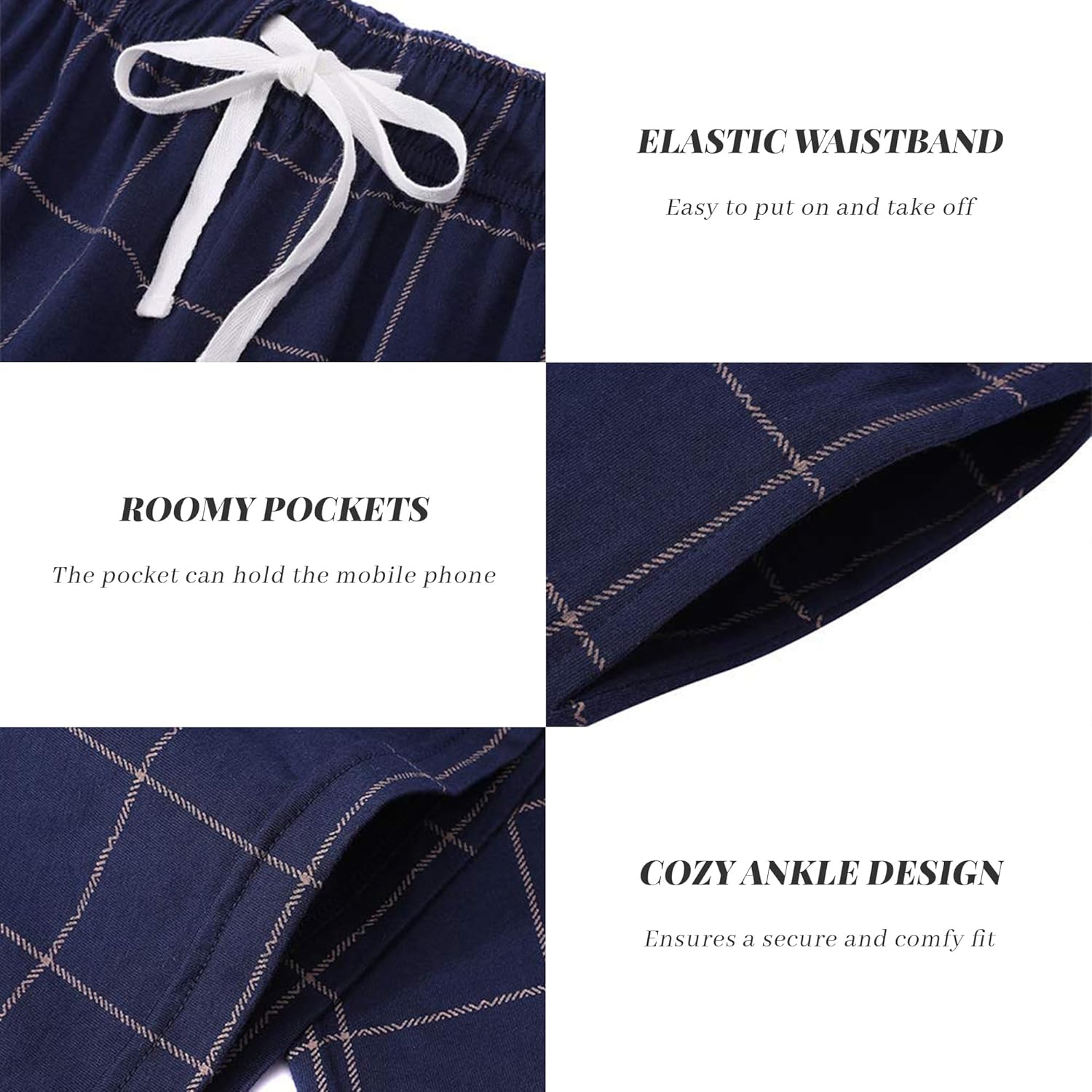 Vulcanodon Mens Cotton Pajama Pants, Lightweight Sleep Pants for Men - Image 3