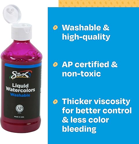 Miniatura 6 de Acuarelas líquidas Sax True Color, concentradas y lavables, 8 onzas, color magenta