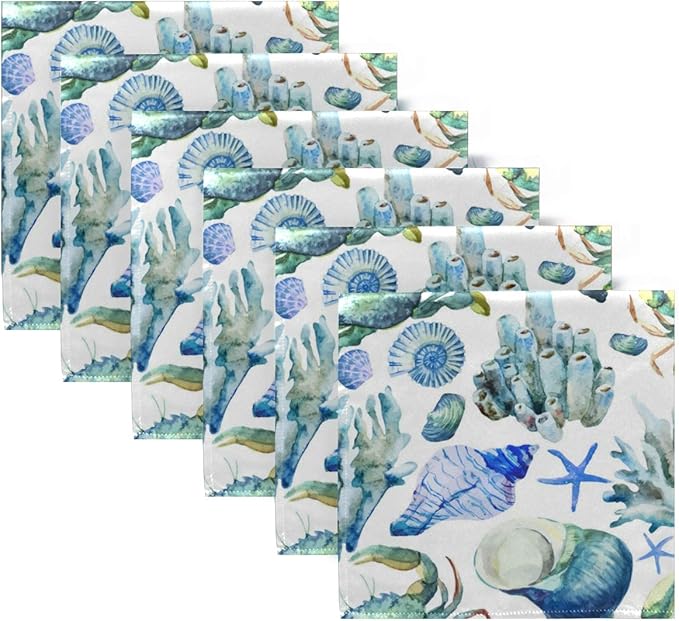Servilletas de Tela Set de 6 Ocean Animal 50x50 cm Lavables miniatura 6