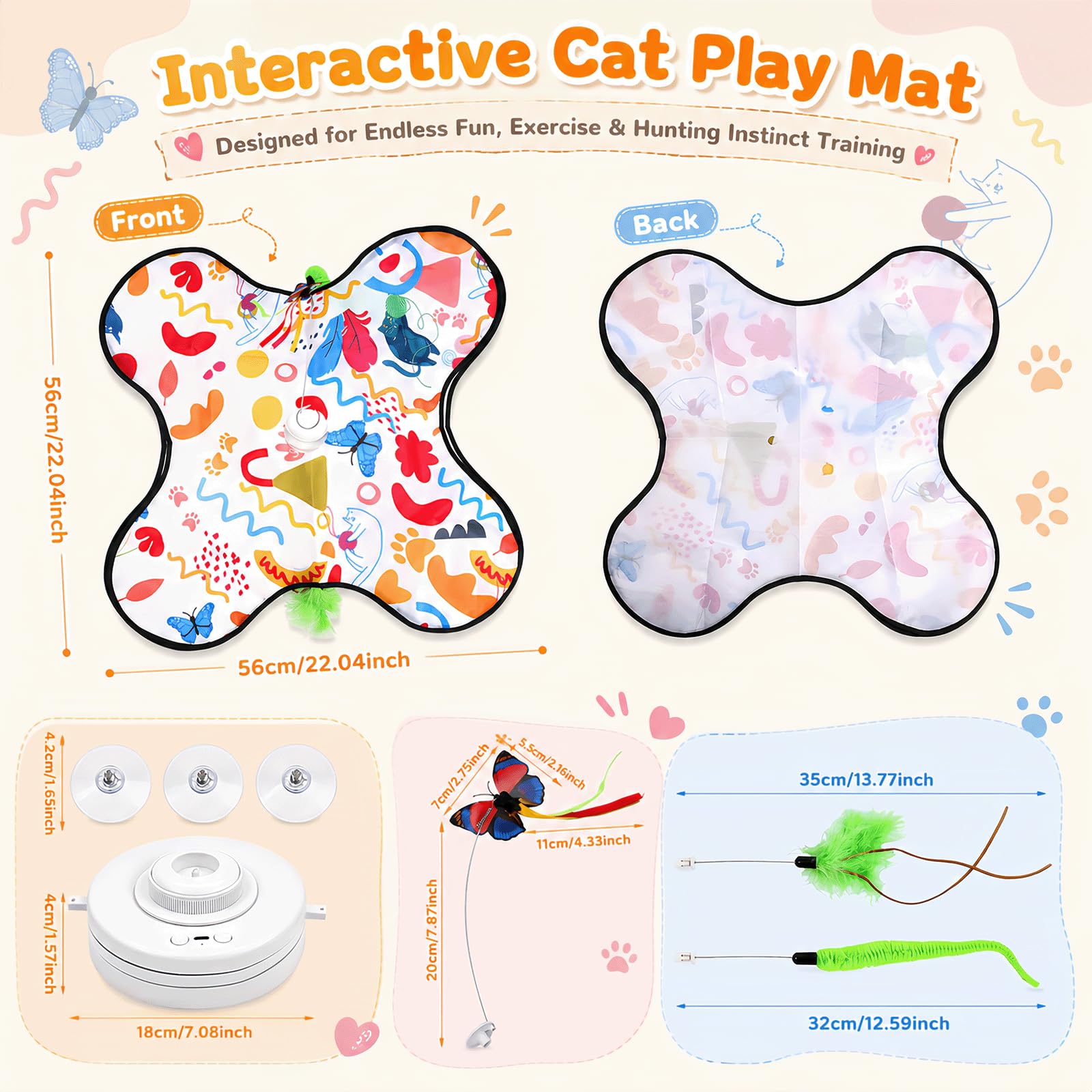 Giocattolo interattivo per gatti interni, Nuovo Elettrico Giochi per Gatti in Casa con Giocattolo intelligente interattivo per gatti con Piume Nascoste Mobili e elemento di vibrazione, Ricaricabile