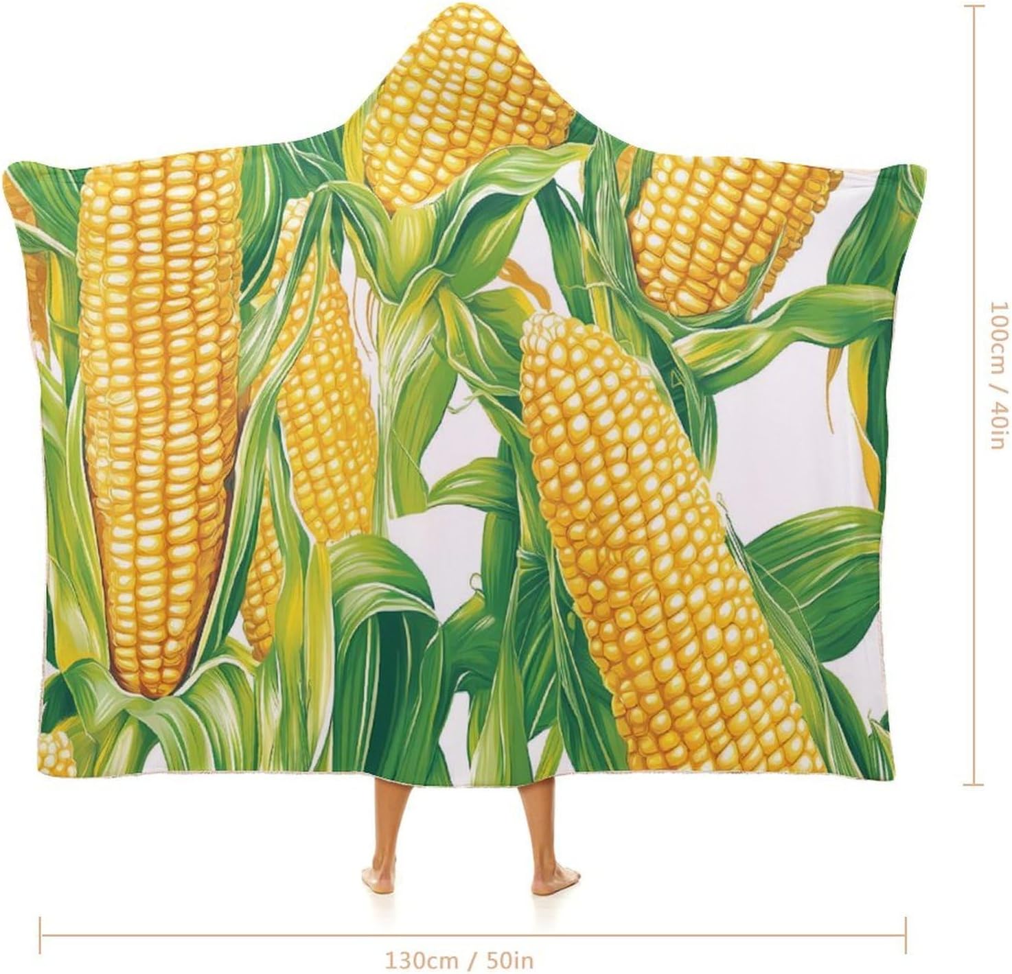 Yellow Corn Cobs Fashion Wearable Blanket Hoodie Fleece Throw Cloak Robe Unisex