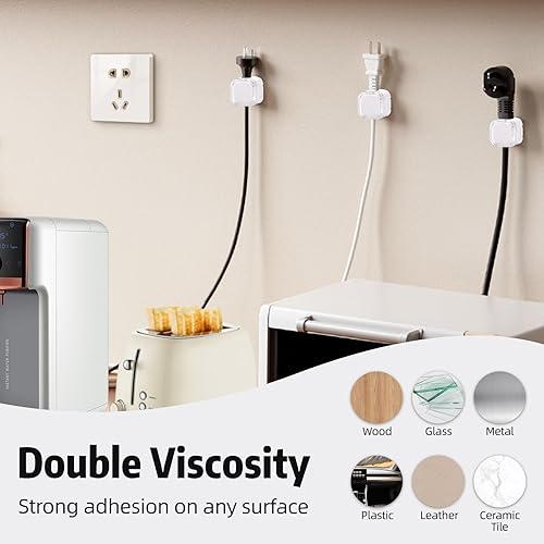 Miniatura 5 de Clips magnéticos para cables, paquete de 6 soportes adhesivos para cables, organizador de cables de carga USB, soporte de almacenamiento para el