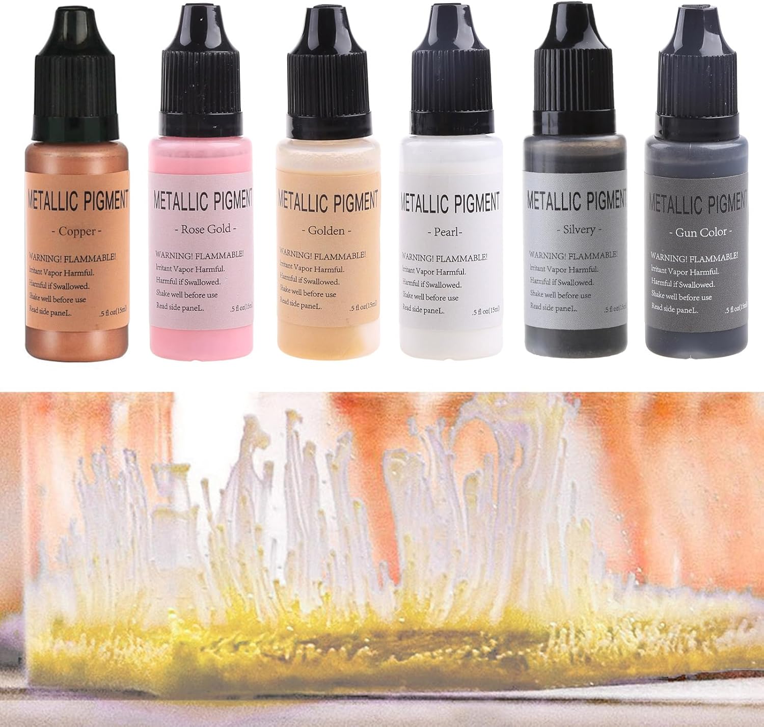 Cherjoury Metallic Ink Set 6 Color Concentrated Extreme