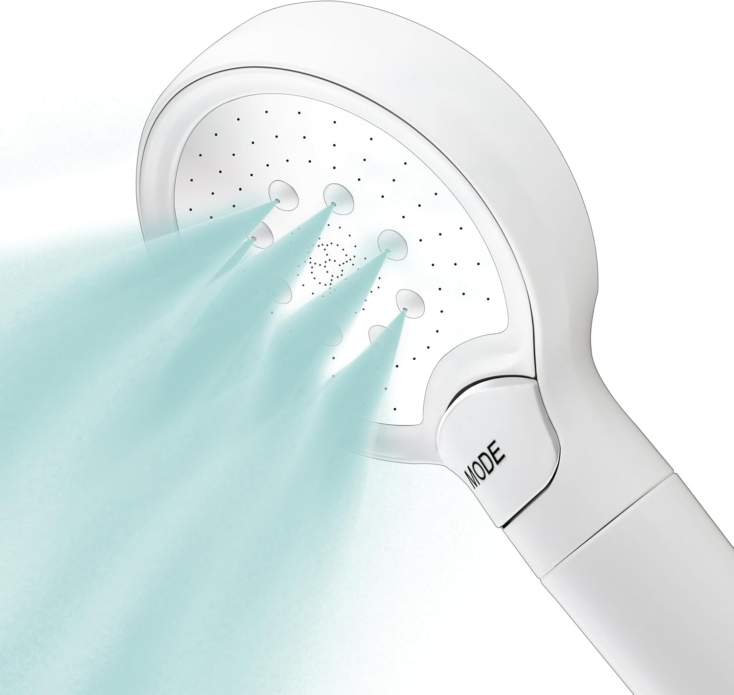 YOO.MEE Ultra-clean Handheld Shower, Deep Cleaning for Face/Body/Hair, Back to the Essence of Showering - Cleaning, High Pressure with one-hand Pattern Switch, W/Bracket, W/Sliver Hose, White