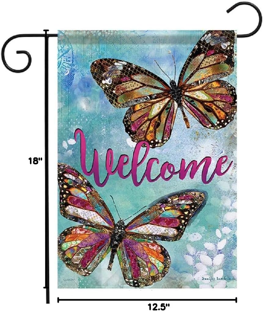 Carson Home Accents FlagTrends 46943 Postale Butterflies Classic Outdoor Garden Flag, Welcome Pineapple