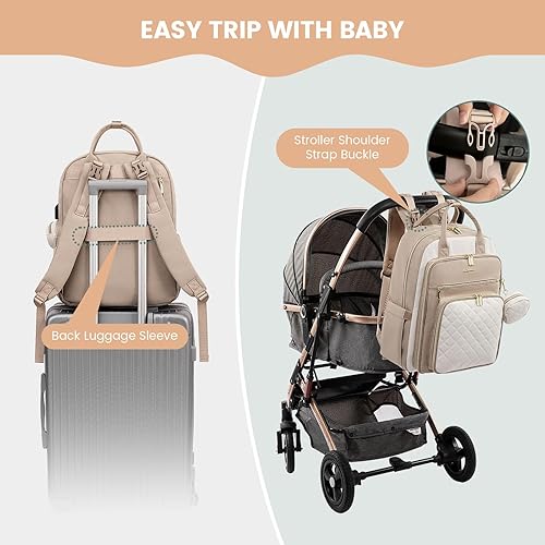 Miniatura 8 de LOVEVOOK Mochila para pañales, bolsa de bebé acolchada para mamá y papá, mochila de viaje de gran capacidad con cambiador, Azul marino