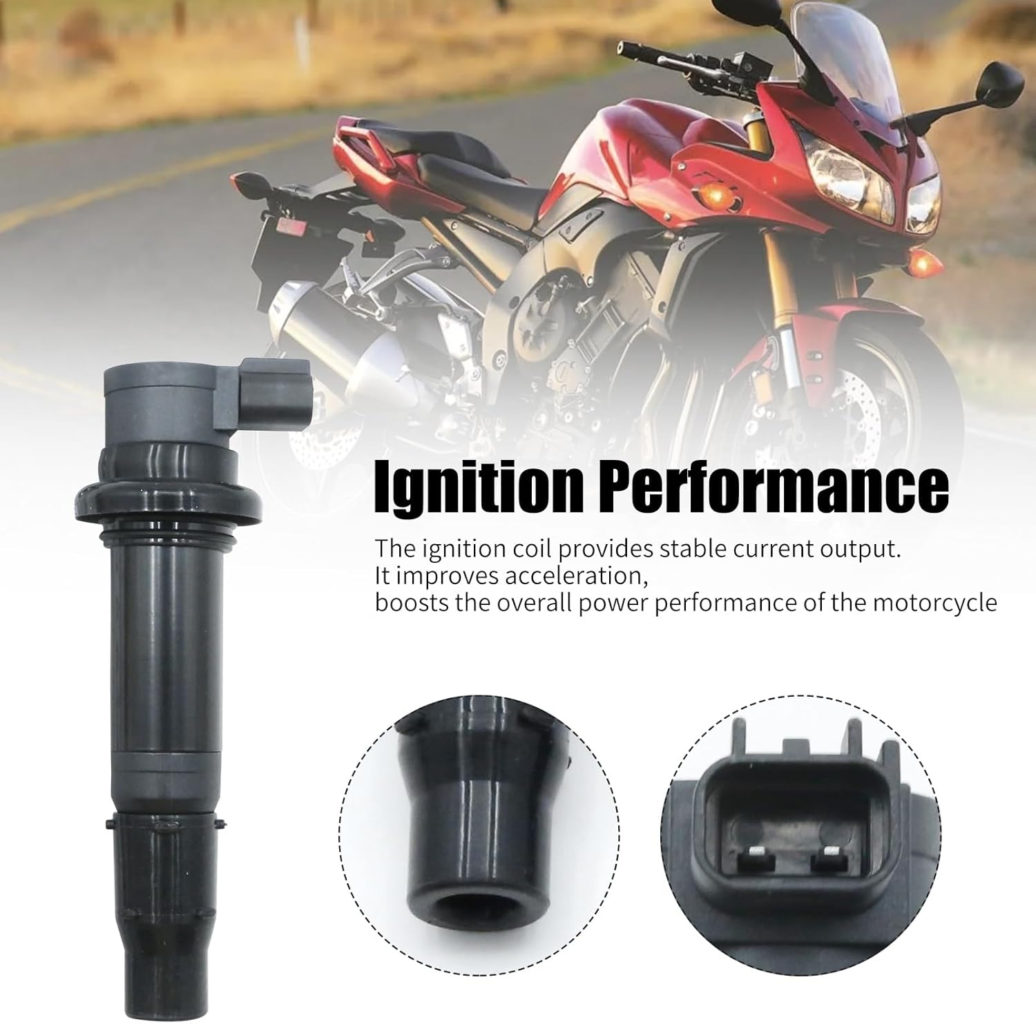 4Pcs F6T558 Ignition Coil, Replacement for Yamaha FZ1 2006-2014 Replacement for Yamaha YZF-R6S 2006-2009, Replaces 5VY-82310-00-00 5SL-82310-00-00