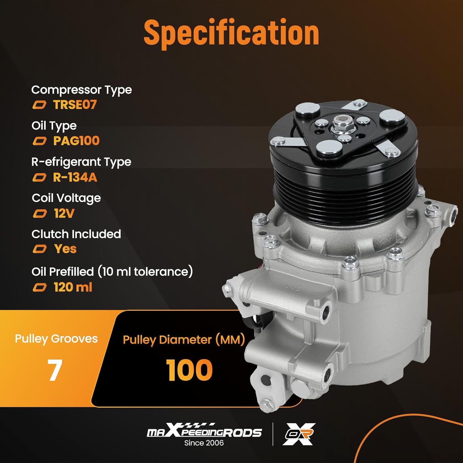 maXpeedingrods A/C AC Compressor with Clutch Fit for Honda Civic 1.8L 2006 2007 2008 2009 2010 2011