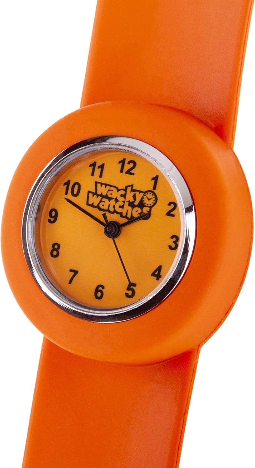 Wacky Watches Orange Colour Popwatch Slapwatch Fast Fit Kids Childrens Silicone Watch Band Learn to Tell The Time Unisex Instant Fit Any Size - Image 5