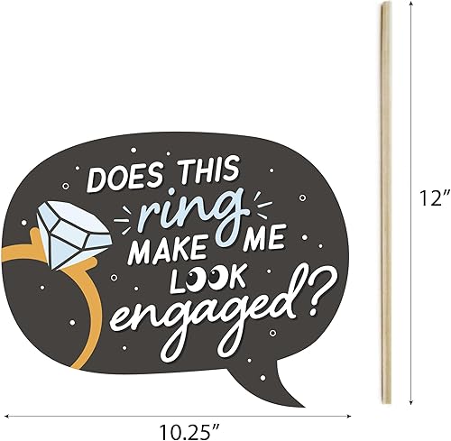 Miniatura 6 de Big Dot of Happiness Just Engaged - Kit de accesorios para cabina de fotos en blanco y negro, 20 unidades