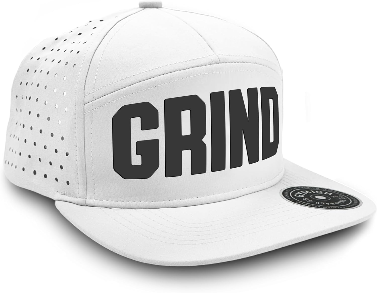 Grind Workout Hats for Men, 7 Panel Laser Vented Classic Adjustable Snapback Hat Mens Gifts