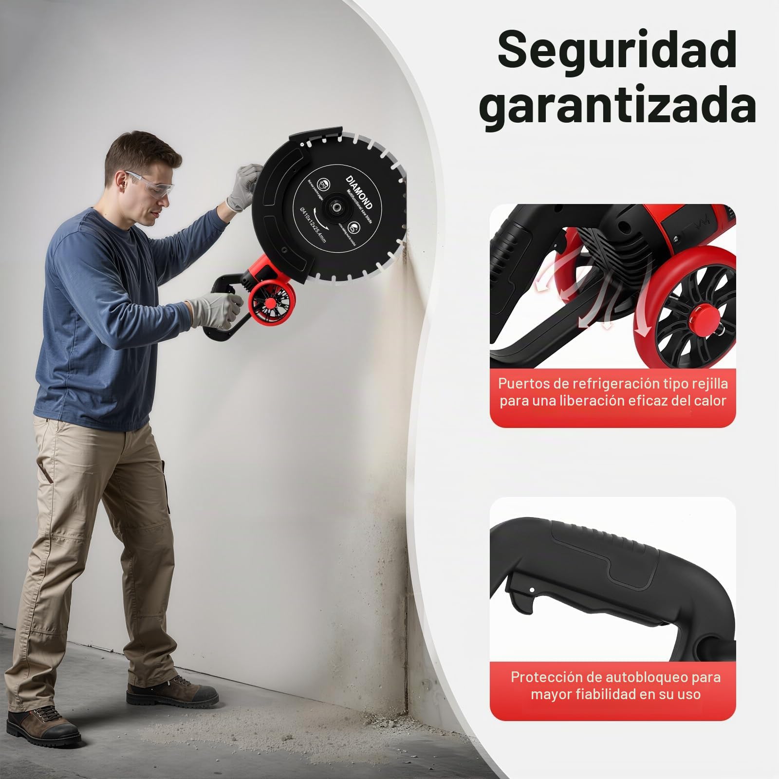 Sierra de hormigón 4000 W - Cortador de pavimento - Ranuradora de pared 16" - Sierra húmeda y seca con disco diamante 410 mm - Para granito, mármol