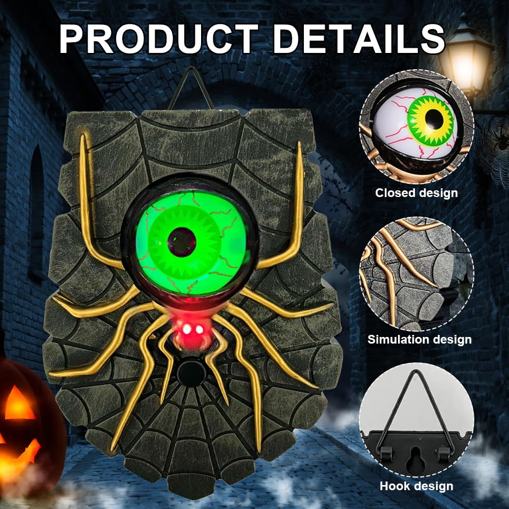 Halloween Decoration, Sonnette Halloween, Sonnette D'Halloween Avec Sons Effrayants, Sonnette Un Oeil Halloween, Accessoires Halloween Pour Maison Hantée Décoration De Fête D'Halloween (Blanc