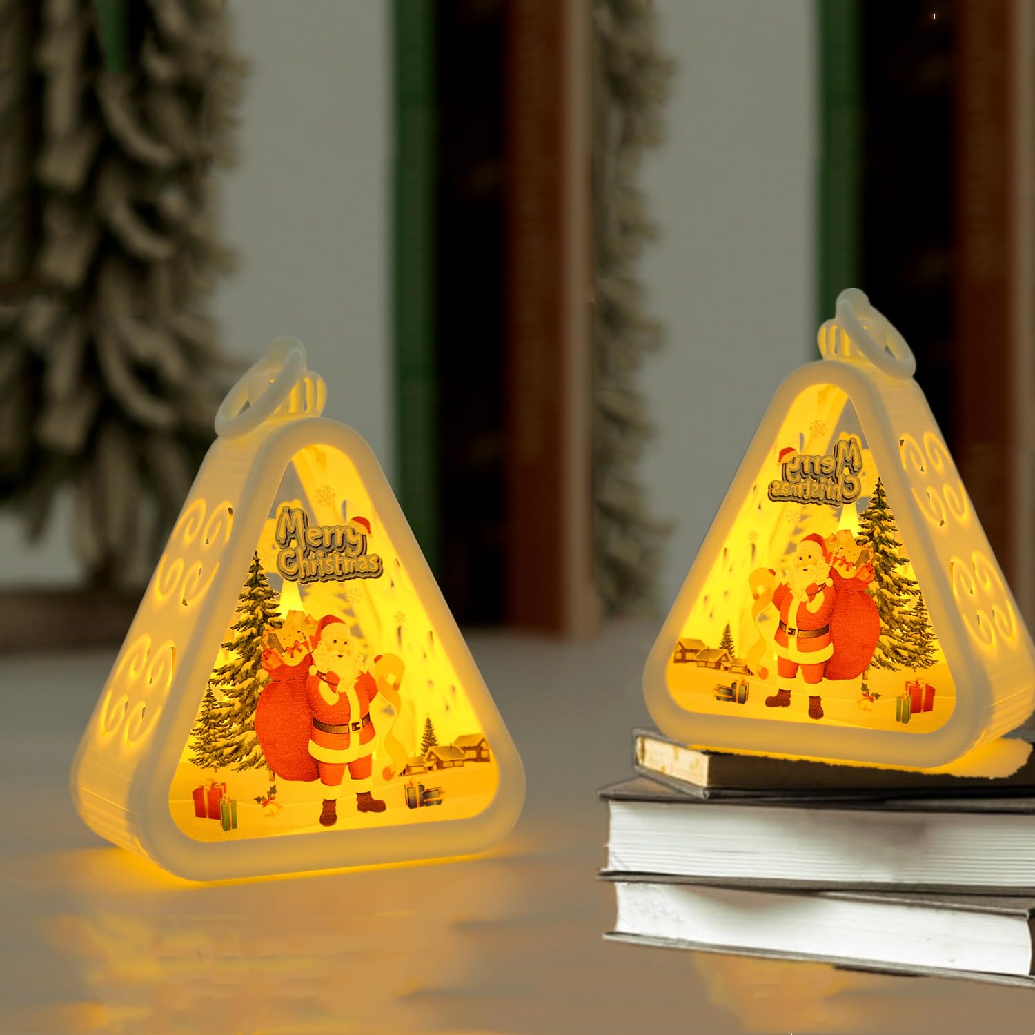 Hanging Decorative Table Lamp Vintage Small Night Lights for Christmas Tree Fireplace Indoor Outdoor Window Decorations Xmas Home Bedroom Bedside Desktop Nightstand Decoration,2Pcs/Pack