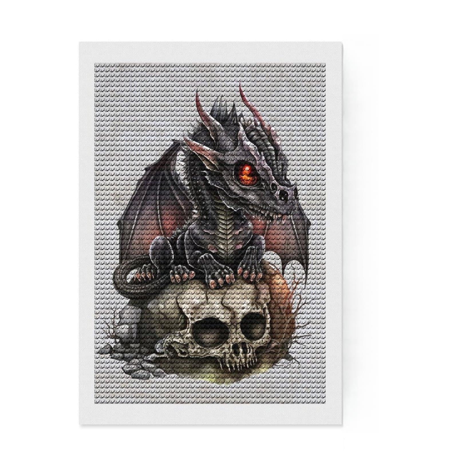 Junmoney Midnight Inferno DIY Diamond Art Canvas Kit 8"x12", for Adults, Full Kit Included, Cosy Home Accent, Festive Craft Gift
