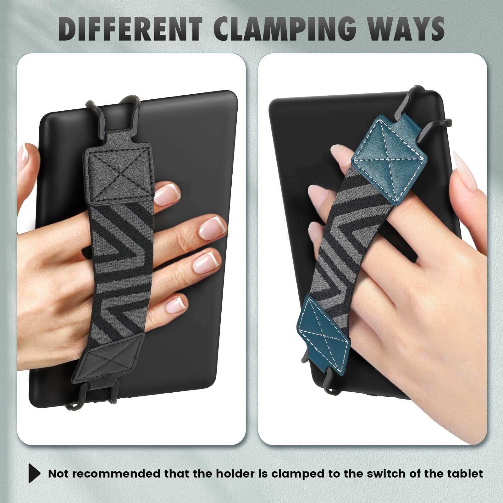Lot De 4 Dragonnes Pour Liseuse/Tablette 4-7" - Sangle Élastique Anti-Chute, Fixation Par Clips Silicone - Noir - Compatible Kindle, Kobo, Fire, Etc. - 7