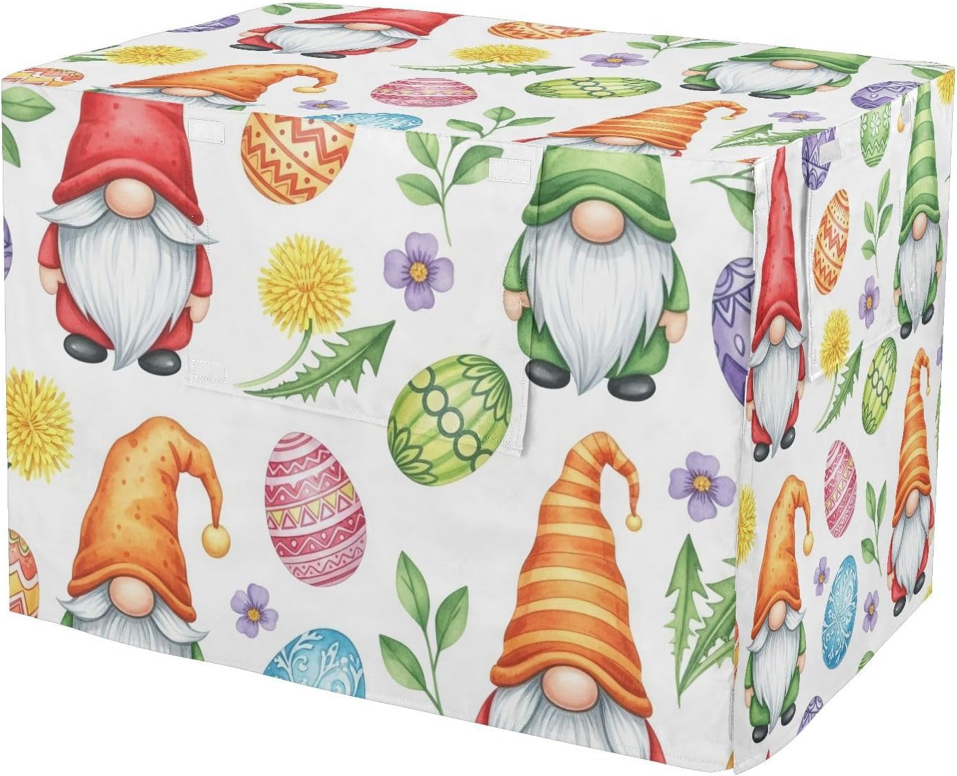 Whimsical Easter Gnomes Dog Crate Cover S-XL Wind-Resistant Pet Cage Cover with Mesh Windows, Reduces Barking, X-Large