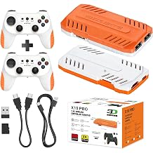 X10 PRO Retro Game Stick with 50000+ Games, 4K HDMI HD Plug and Play Game Stick with 2 Controllers, Support 50+ Simulators, 2 Player Battle Vigorous Orange