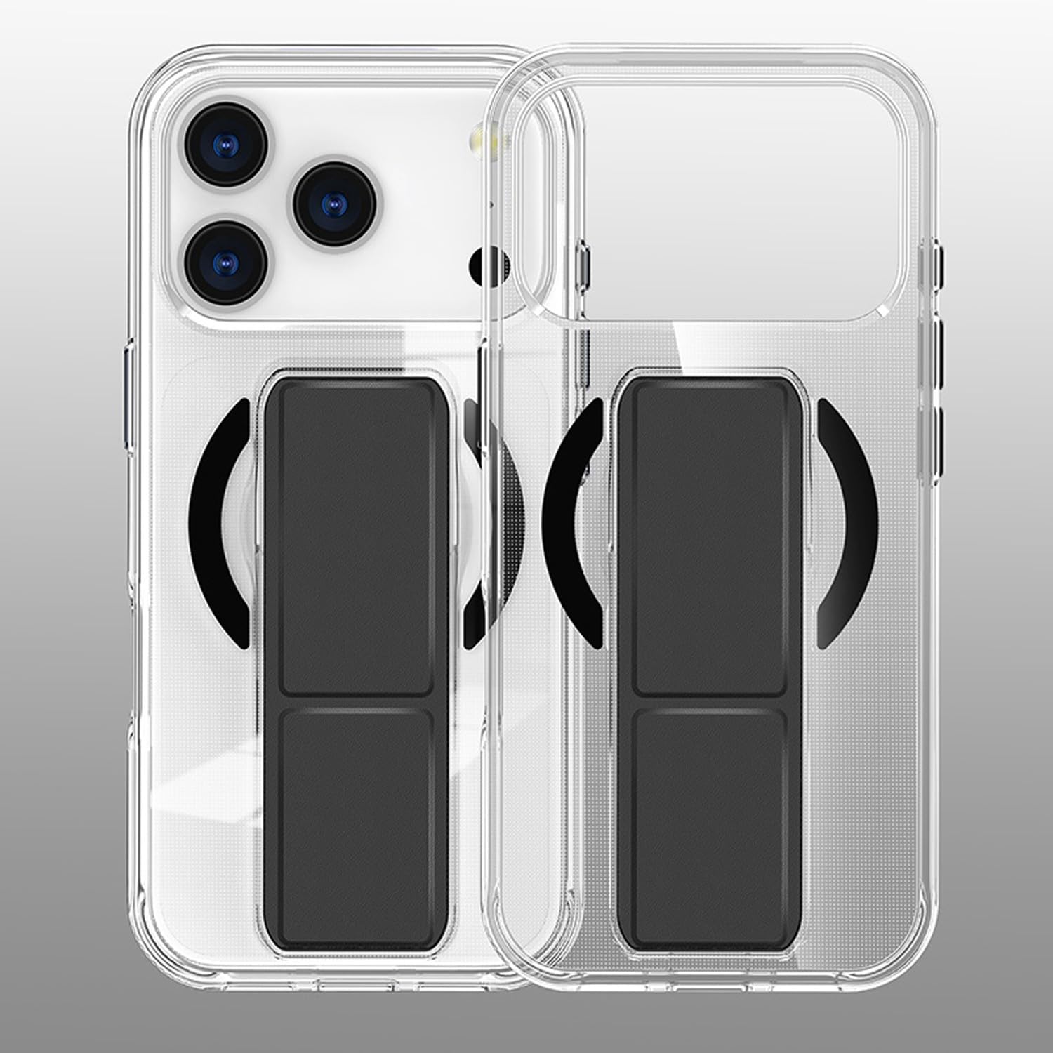 Generic Funda compatible con iPhone 15 (color: negro), funda de silicona transparente con soporte de pulsera