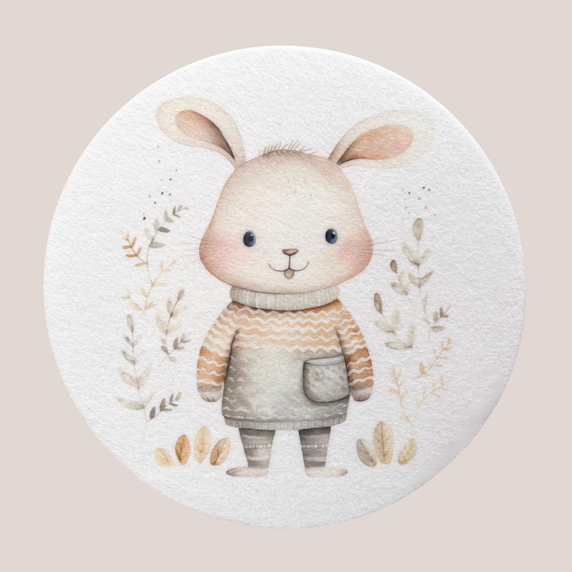 BERLIG Runde Filz Dekoprints Ø 33 cm – Selbstklebende Filzbilder Wanddeko – 3er Set – Runde Filz Wandbilder für Kinderzimmer, Wohnräume & kreative Wandgestaltung (Baby Fellnasen)