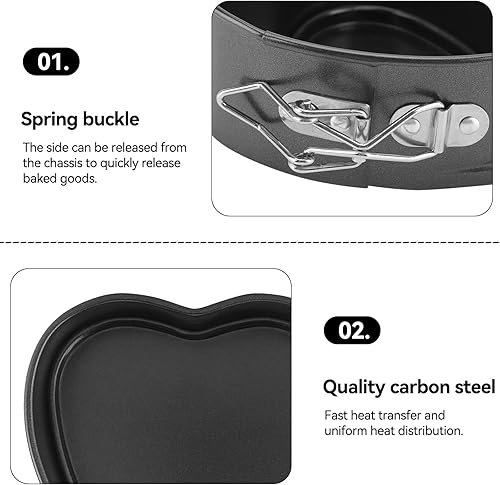 Miniatura 5 de Molde para tartas de molde desmontable con forma de corazón, molde de acero al carbono, mini moldes para hornear con base extraíble, sartén