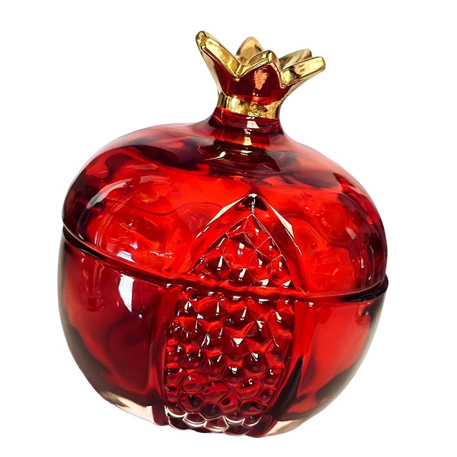 Glass Pomegranate Shape Jar with Lid for Candy Snacks Nut Container Home Decors Elegant Crystal Trinket Jewelry Box Home Decors Storage Box