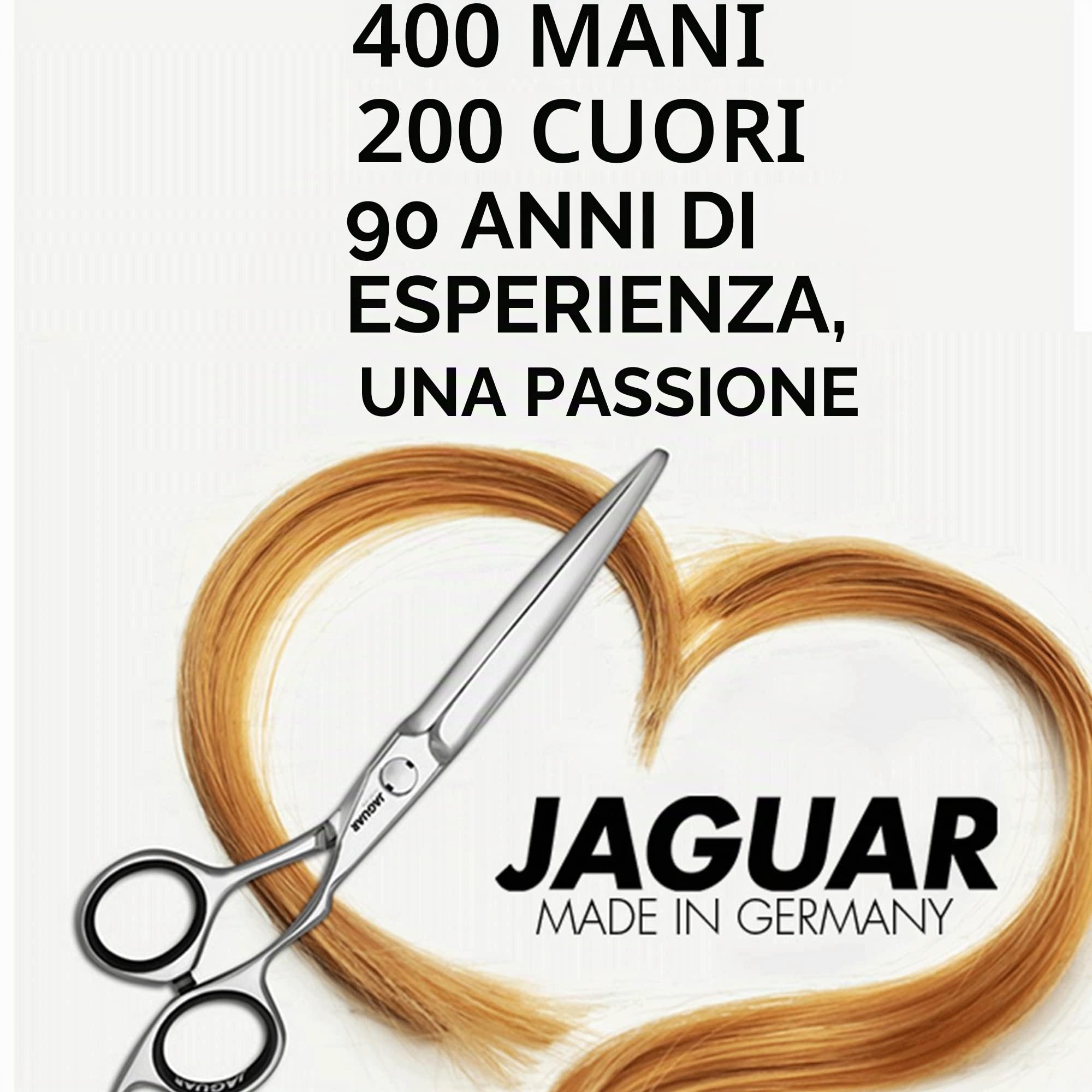 JAGUAR Forbici da parrucchiere HERA 6,25” | Forbici da capelli dal Crane-design con gancio per dita forgiato e lama arrotondata a pugnale | lucidate | Made in Germany