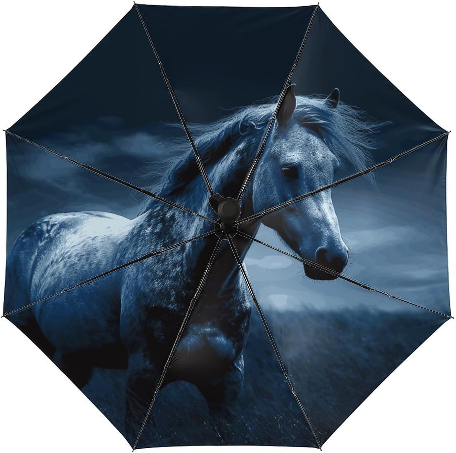 Blue Horse Windproof Travel Umbrella -Automatic,Compact Umbrellas for Sun & Storm Ready,Automatic Umbrellas for Men & Women, Fits in Purse Laptop Bag Or Backpack