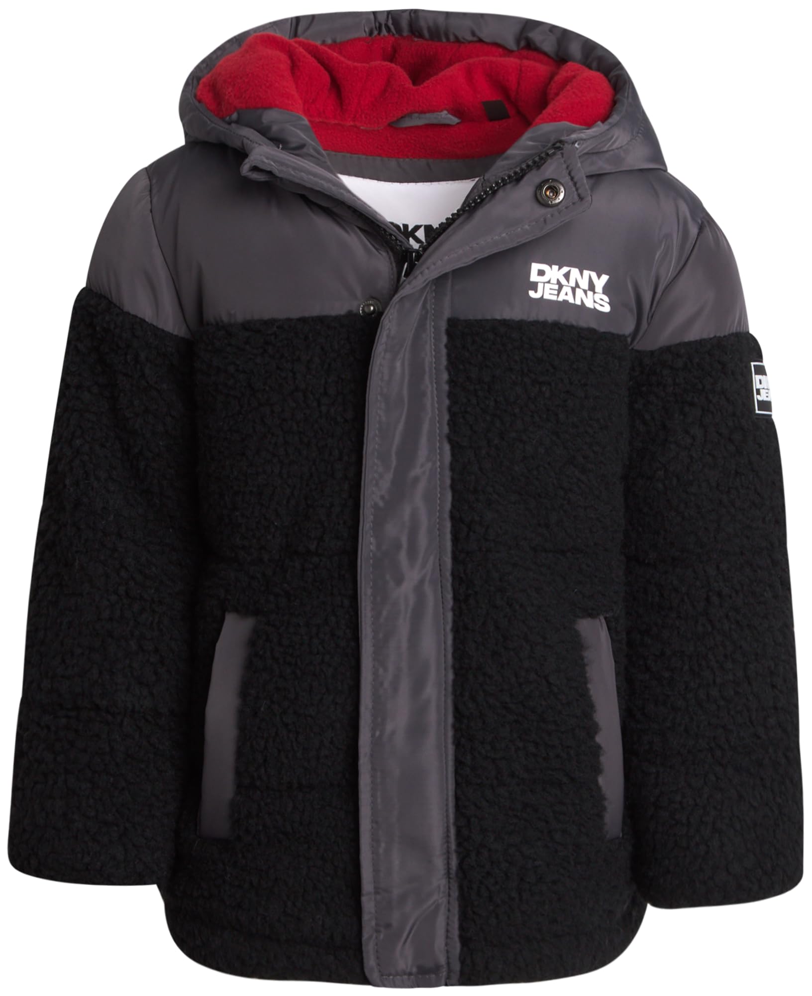 DKNY Toddler Boys Jacket - Heavyweight Polar Fleece Lined Sherpa Layette Bubble Puffer Jacket - Infant Winter Jacket (12M-4T)