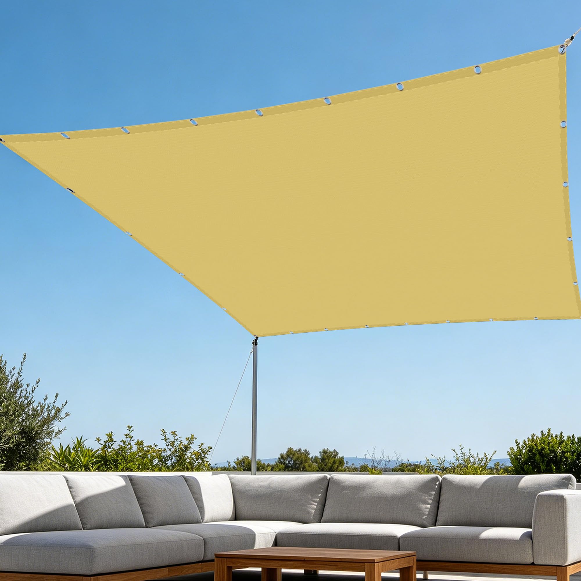 Voile d'ombrage imperméable 140x200 contre le vent pour terrasse extérieure