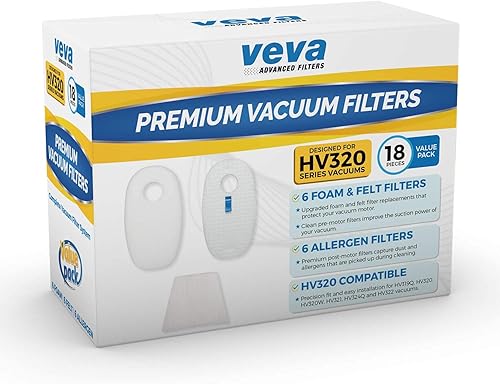 Miniatura 8 de VEVA Juego de filtros de vacío prémium con 6 alérgenos, 6 espumas, 6 filtros de fieltro para aspiradoras Shark Rocket Modelo HV319Q, 320, 321, 322,