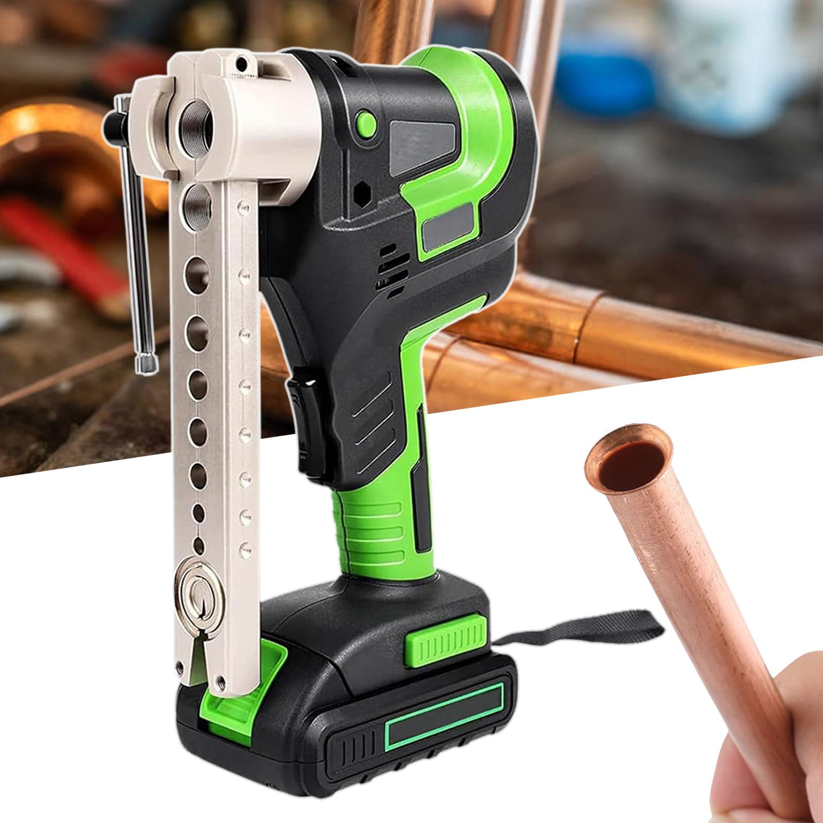 Herramienta De Expansión Eléctrica, Abocardador De Tubos De Cobre De Mano, para Tubos De Cobre/Latón Blandos, con Cortador Y Desbarbador, Alimentado por Batería De 2000 Mah