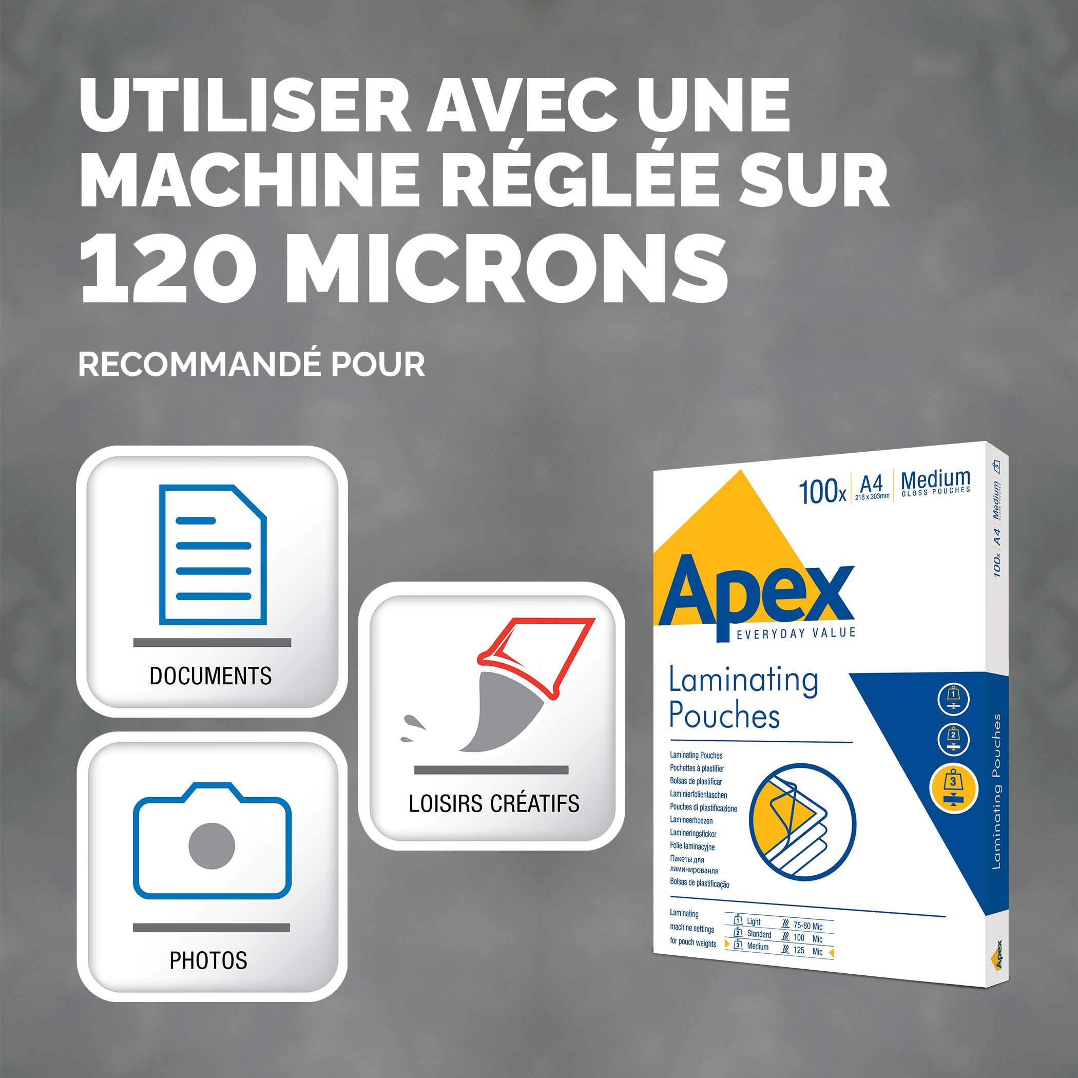 Fellowes Apex Pochettes de plastification A4 100 pièces